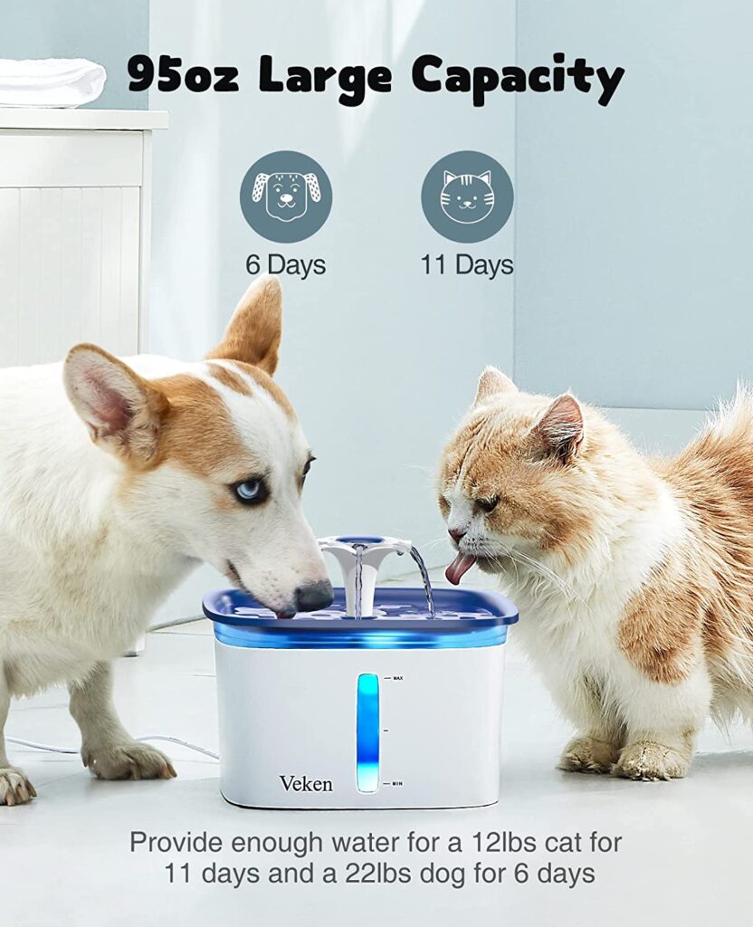 veken pet drinking fountain for cat & dog
